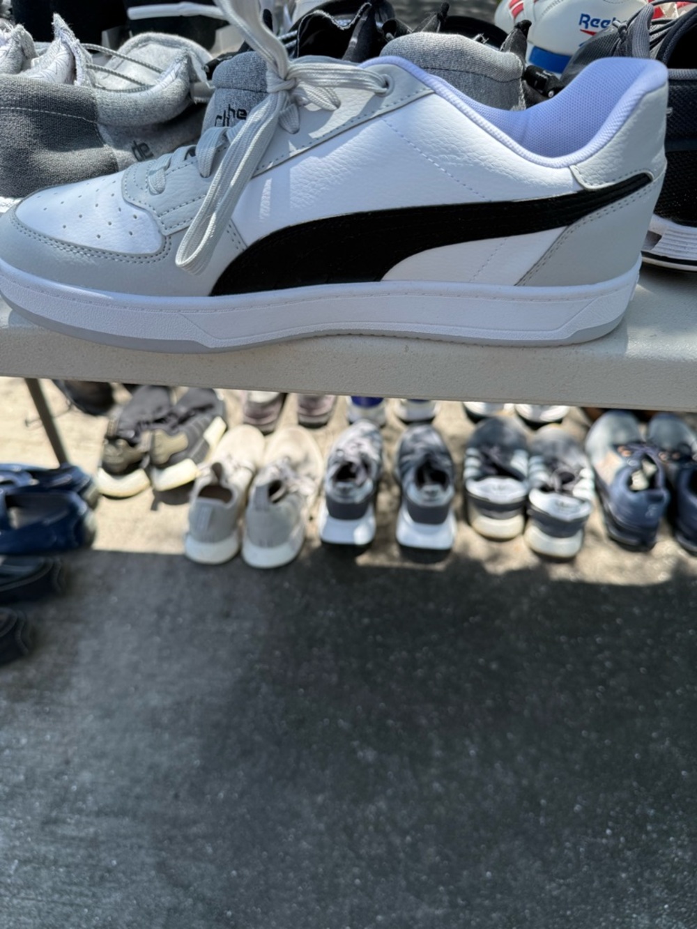 Puma White Leather Sneakers with Black Formstripe